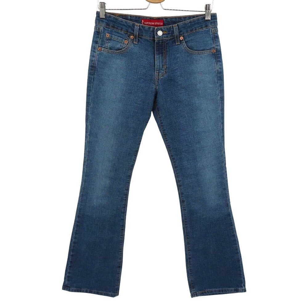 VTG Levis Juniors 5 Superlow Boot Cut 528 Blue Denim Jeans Cotton Blend 2003 Y2K